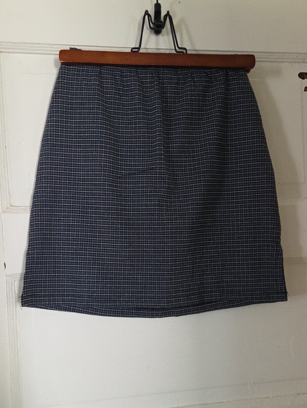 Classic Navy Plaid Pencil Skirt - Women's Tailored Fit